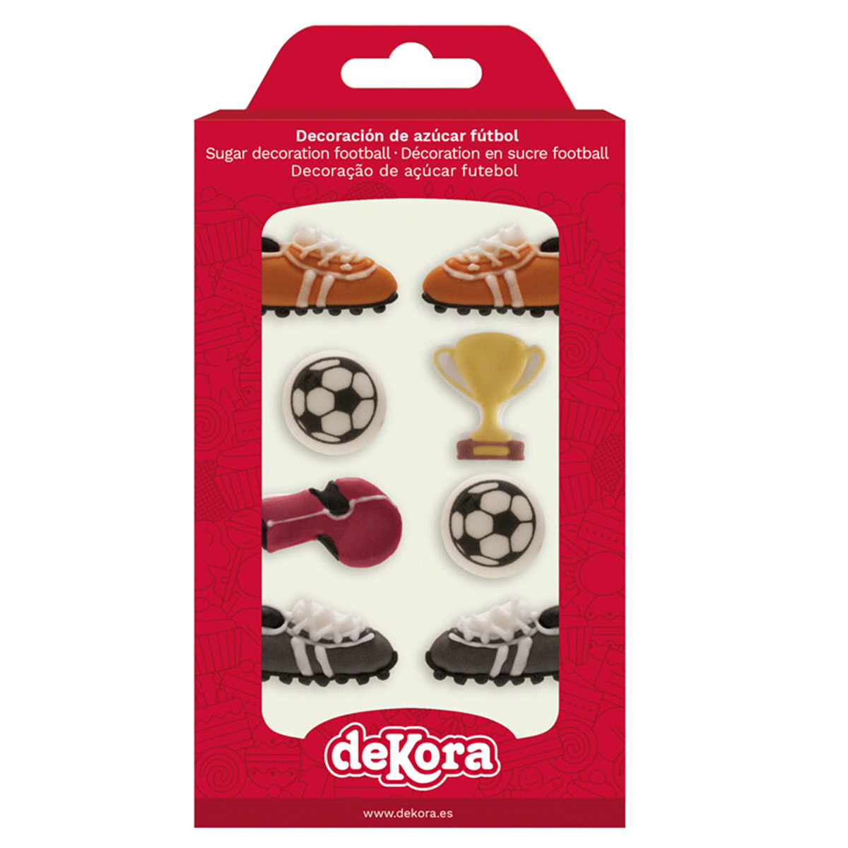 Blister assortito di mini decorazioni di calcio in zucchero. Senza e171, Senza glutine. 