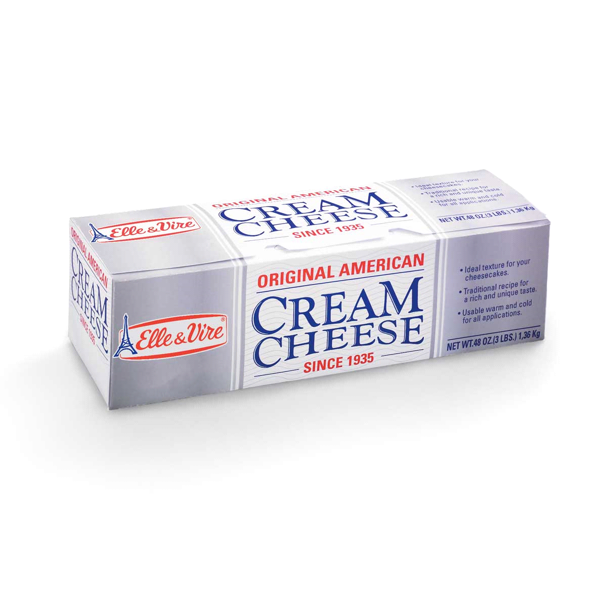 CARATTERISTICHE: Ricetta tradizionale americana. Struttura cremosa, lavorabile non appena tirato fuori dal frigorifero. Pratico packaging graduato per un facile porzionamento. Sapore delicato, leggermente acido. APPLICAZIONI: Molto versatile in pasticceria, adatto in molte applicazioni: oltre al tradizionale cheesecake e alle Preparazioni a base di soft cheese, nei prodotti da forno per conferire una maggiore struttura, nelle mousse, nel gelato…. Molto versatile in cucina: mousse, torte salate, salse, tartine….
E’ possibile aromatizzarlo a piacere e può essere utilizzato caldo o freddo 
