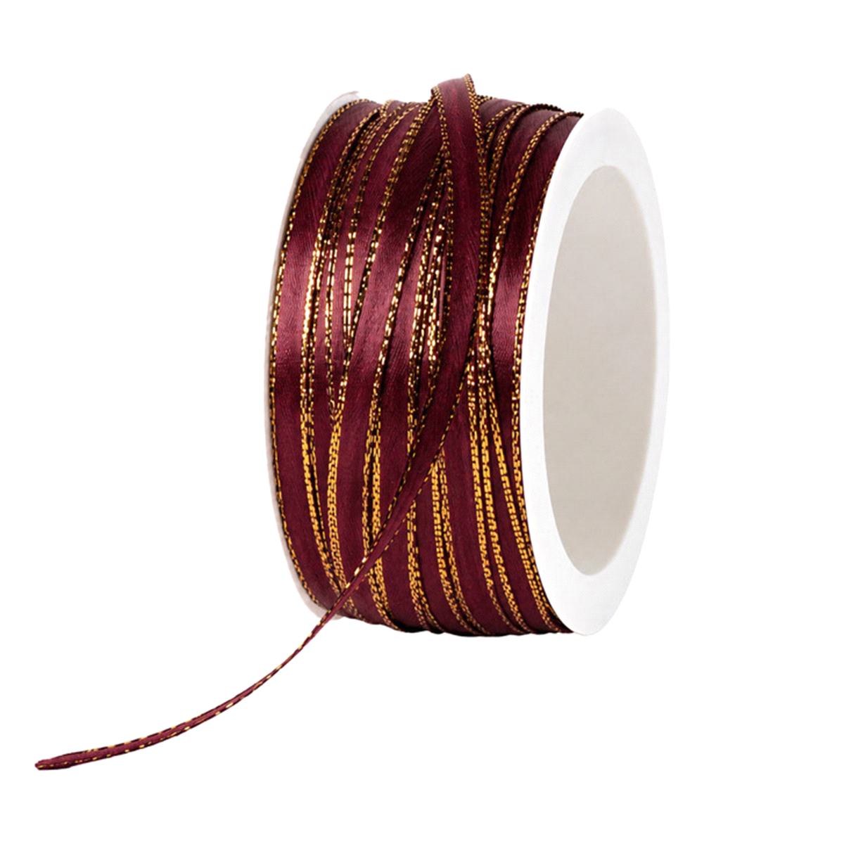 DOUBLE FACE SATIN BORDEAUX/ORO mm6x50mt 