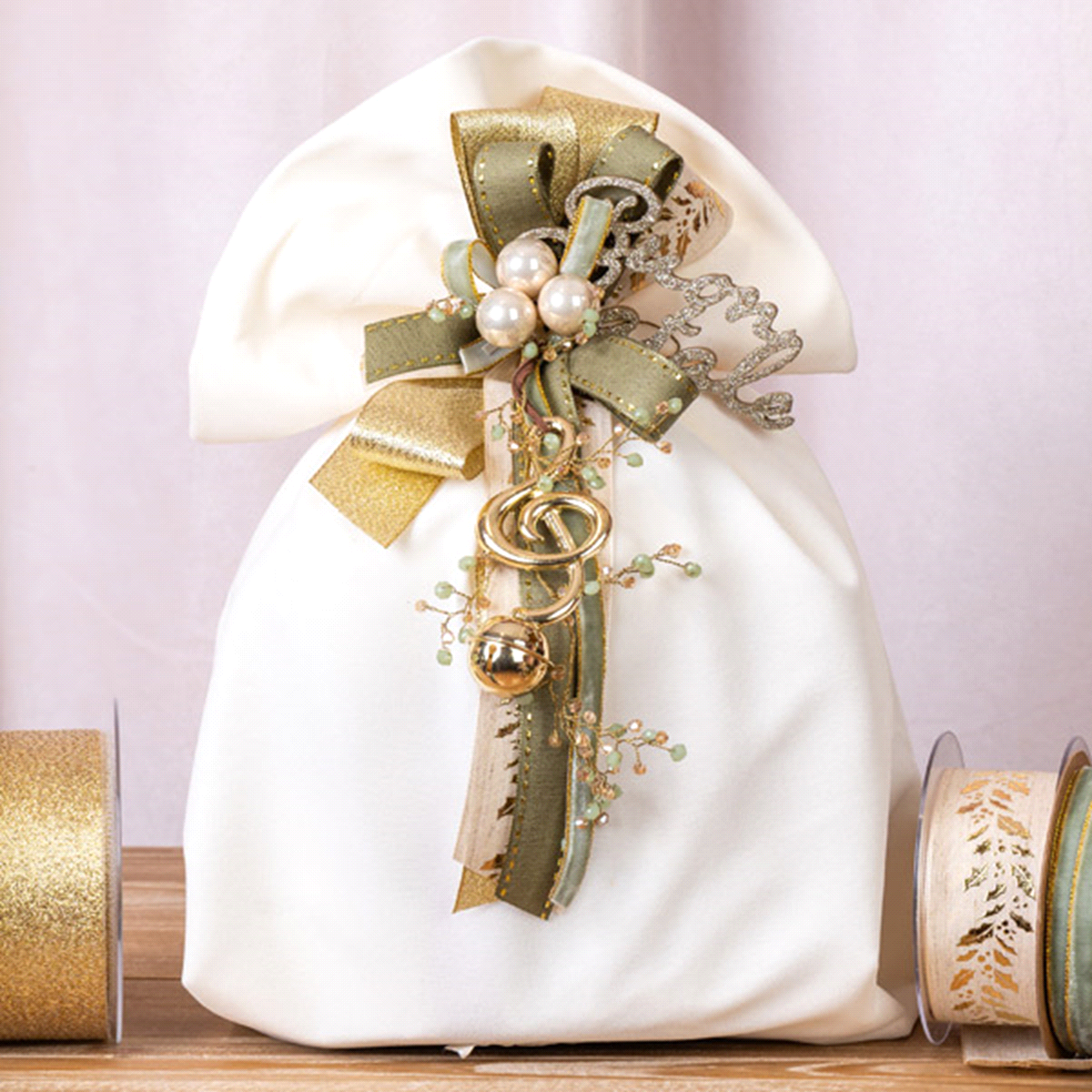 PORTAPANETTONE VELLUTO AVORIO 