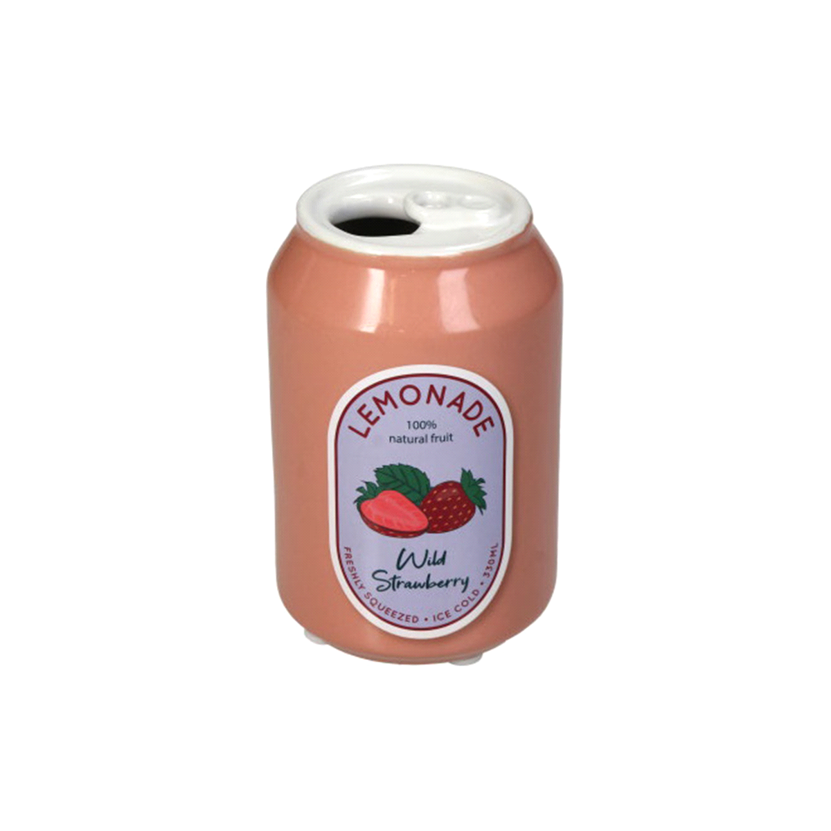 Vaso lattina lemonade con fragole in terracotta pregiata multicolor. Dimensioni: 7x7x11,3cm. 