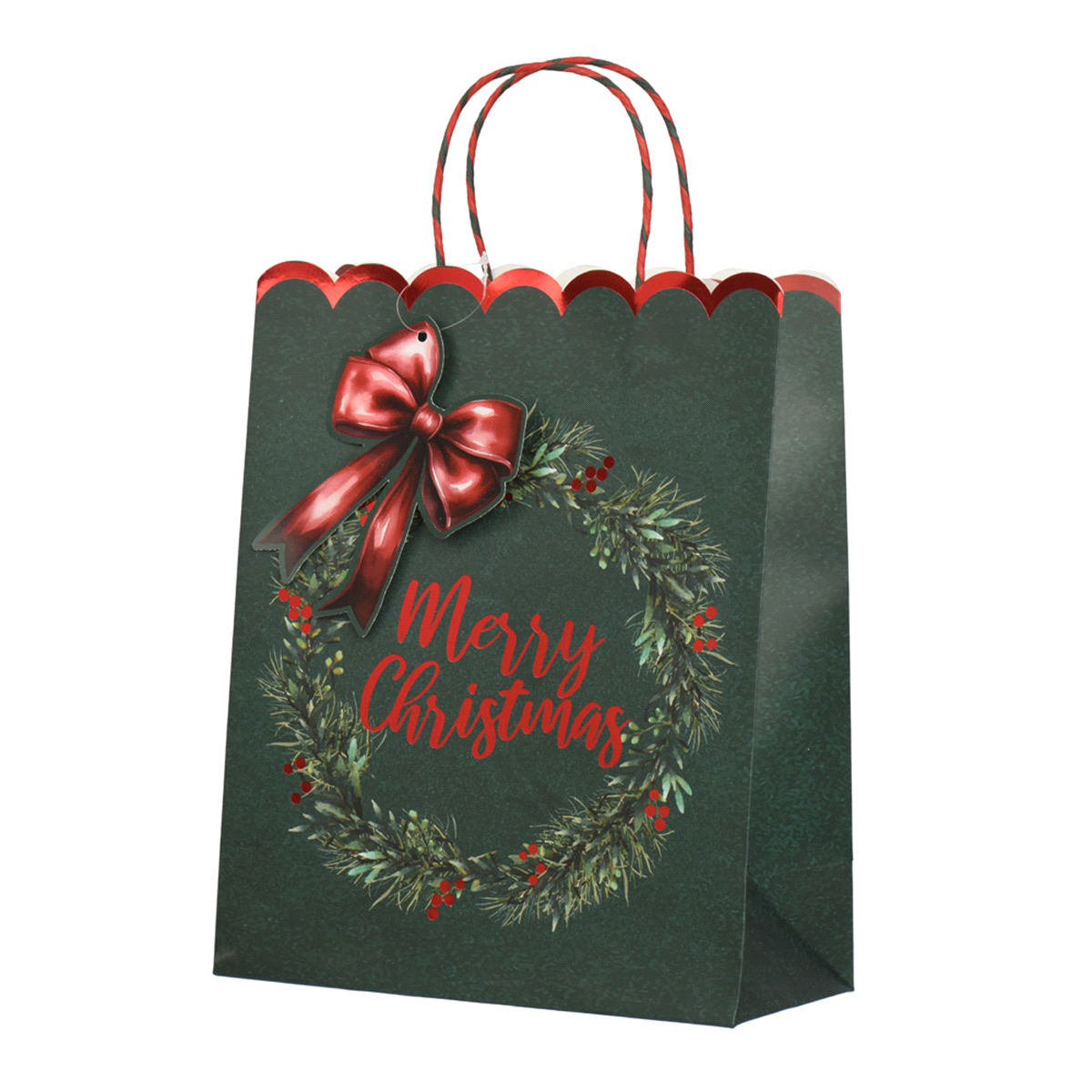 BORSA REGALO VERDE GHIRLANDA 12x6x16 