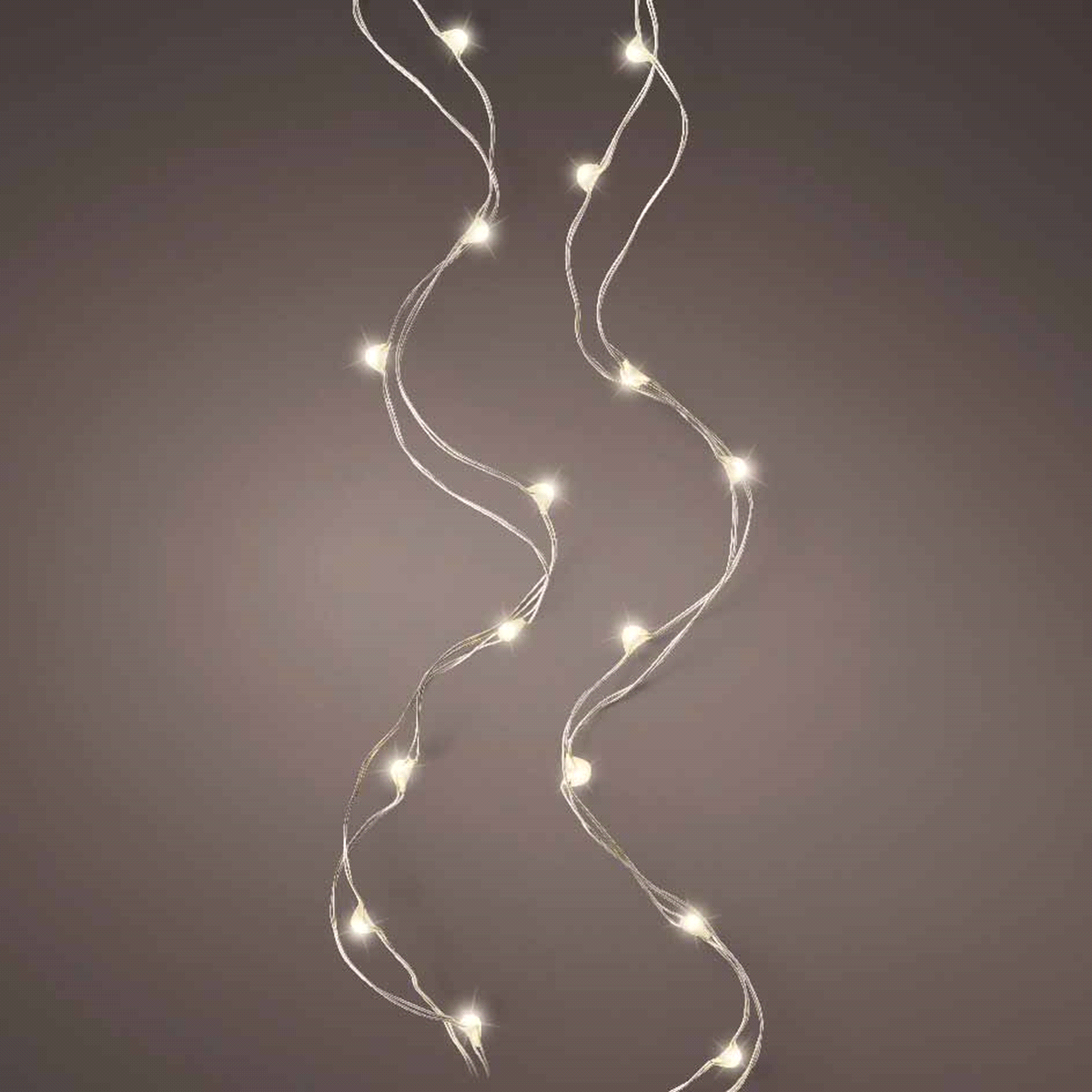Filo  luci argento micro led  bianco caldo da interno lunghezza 295cm. 