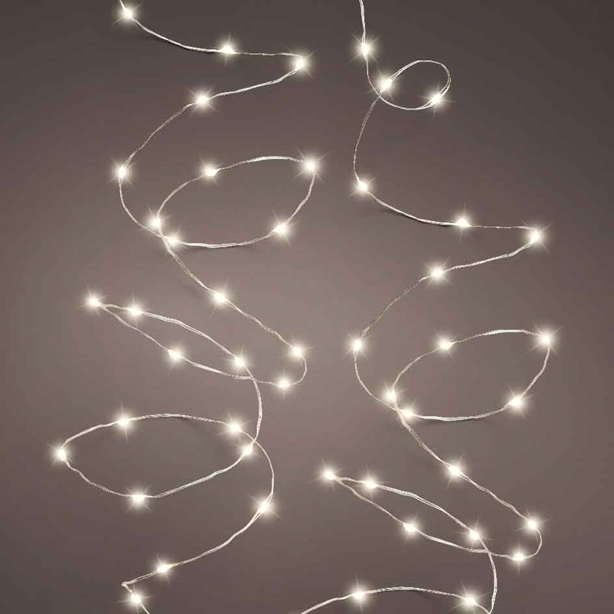 Filo argento micro led bianco caldo 8 funzioni, effetto scintillio, da esterno, lunghezza 12 mt. 