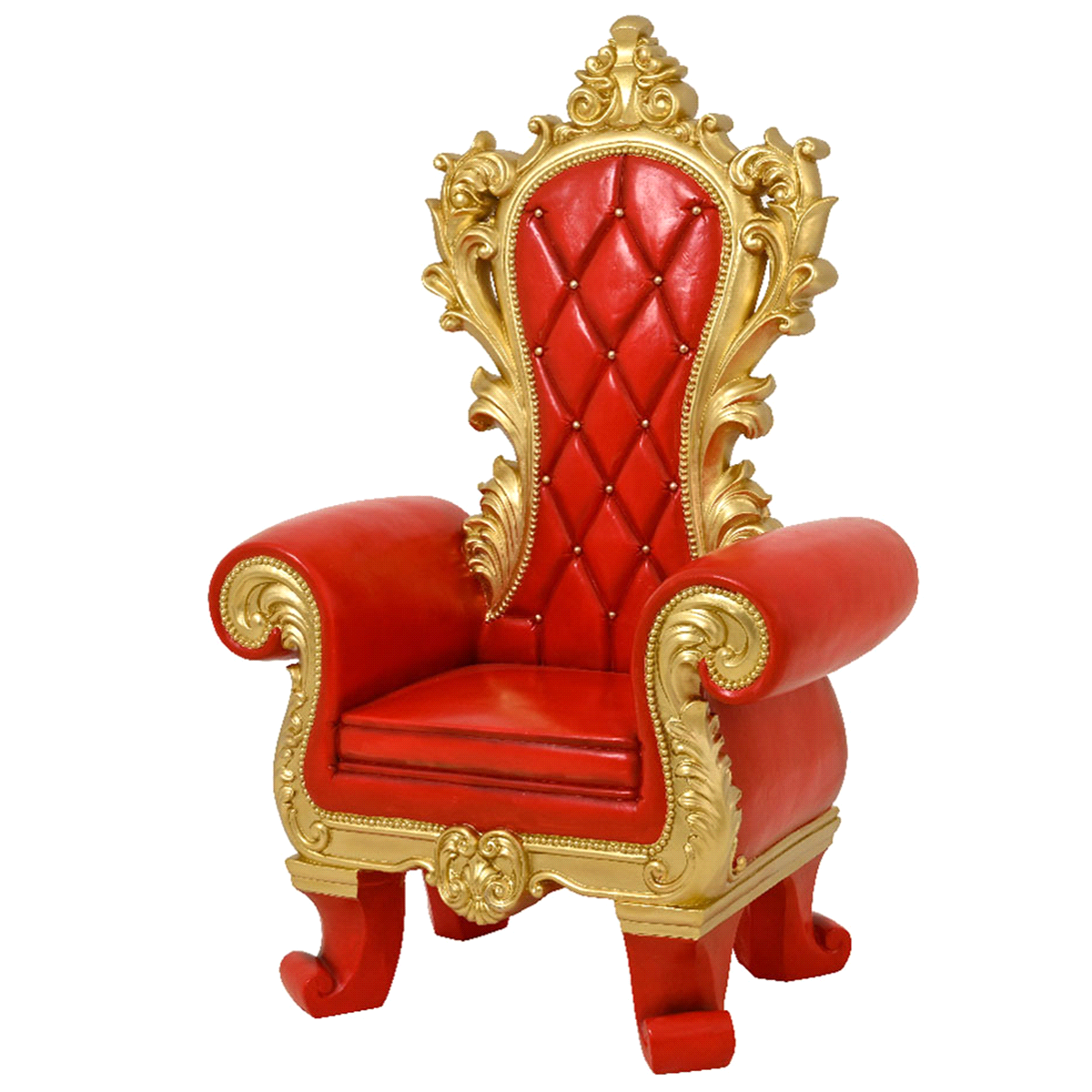 Trono rosso/oro in polyresina. Misure: 105x66 h. 159cm. 