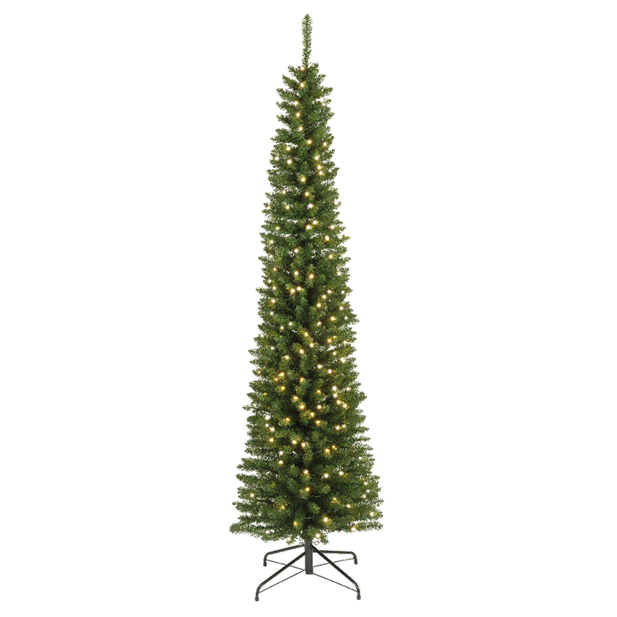 Pino prelit verde con 280 led bianco caldo da interno. Misure: diametro 60cm. h. 210cm. 