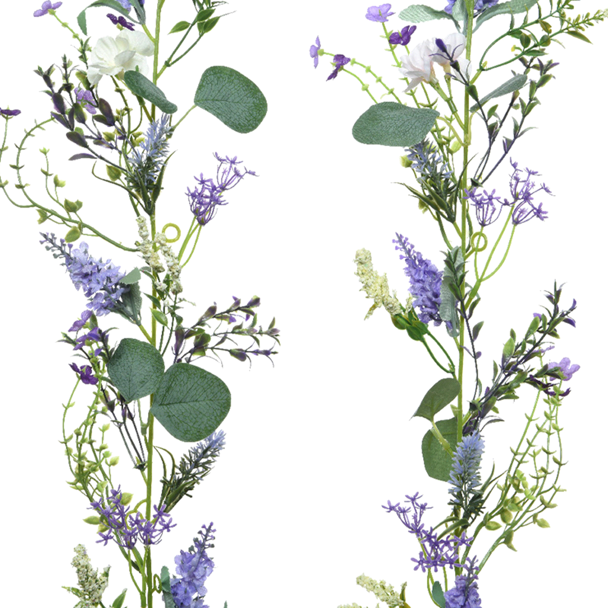 Ghirlanda decorativa in plastica in due colori assortiti lilla e porpora. Misure: 8x8 x h.180cm. 