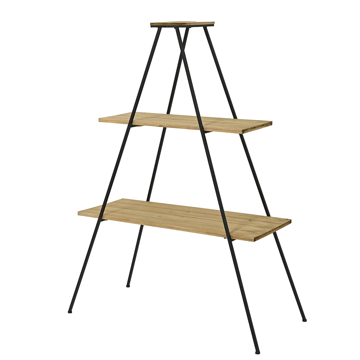 Portafioriere in legno naturale a 2 ripiani da interno. Dimensioni: 100x52,5x h. 149cm. 