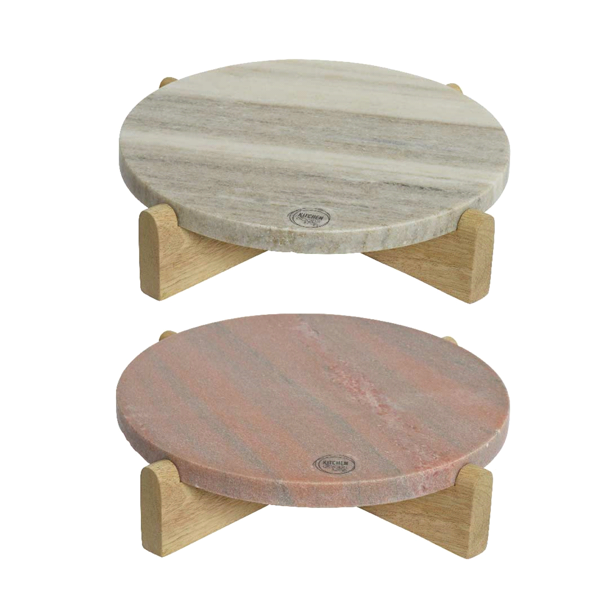 Vassoio da portata in legno di mango in due colori (grigio e terracotta). Misure: diam. 27 h. 6cm. 