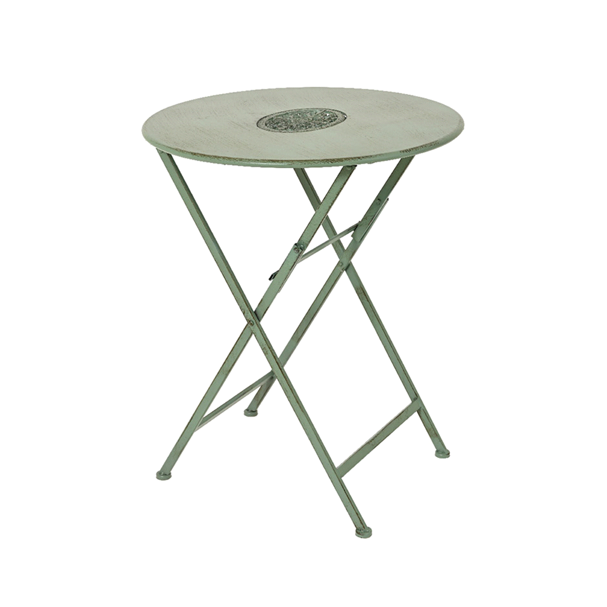 TAVOLINO VERDE ANTICO IN ACCIAIO @58 h.73cm 