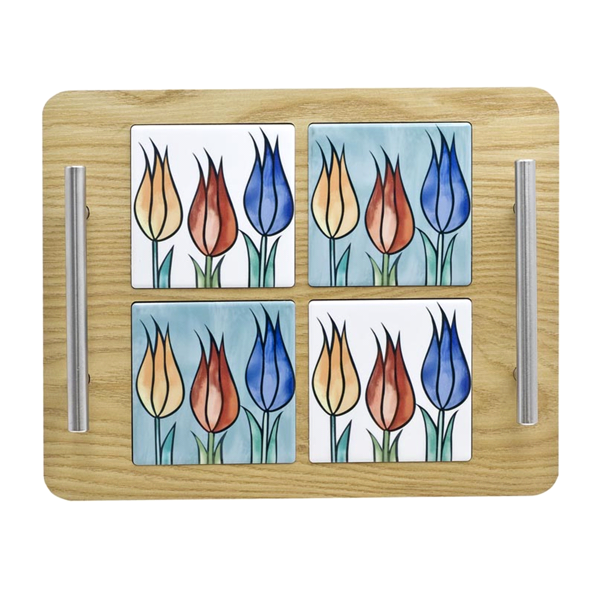 VASSOIO TULIPANI CON 4 MATTONELLE 