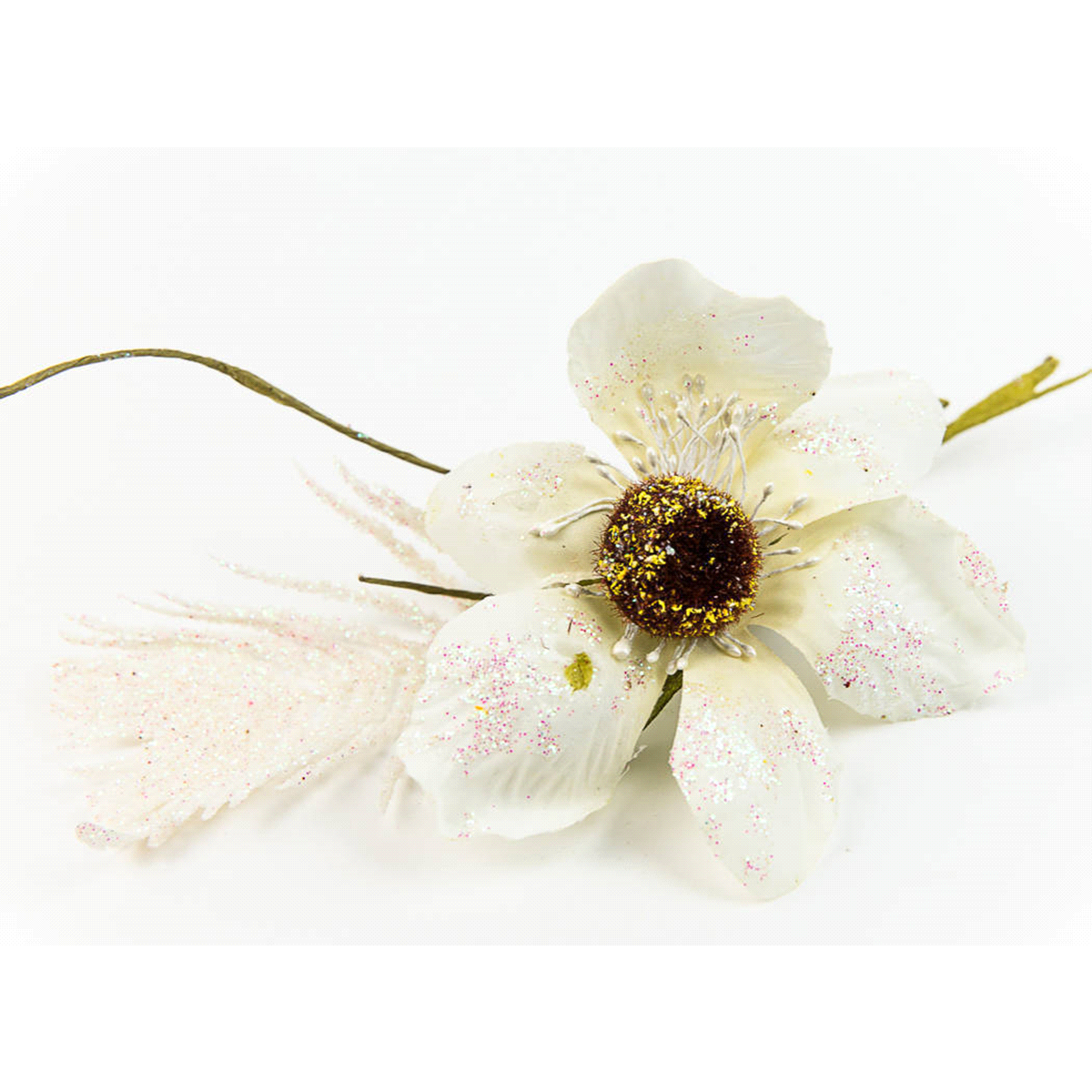 PICK FIORE AVORIO C/PIUMA GLITTER 