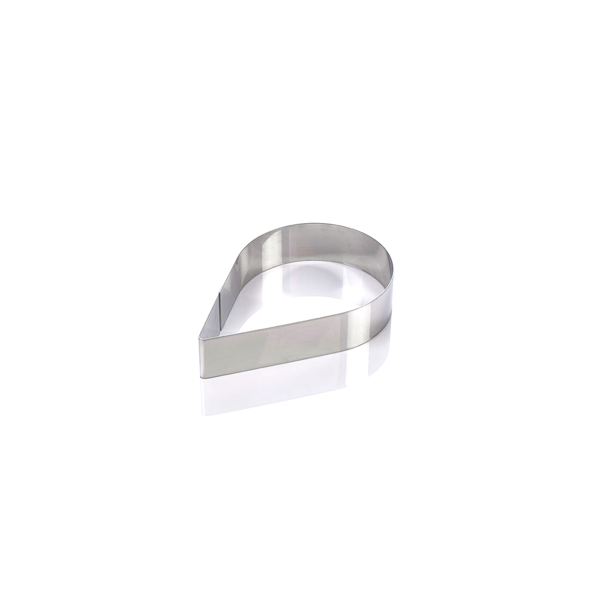 Fascia per dolci a forma di goccia in acciaio inox AISI 304, perfetta sia per la cottura che per il congelamento, alta 40 mm. 
