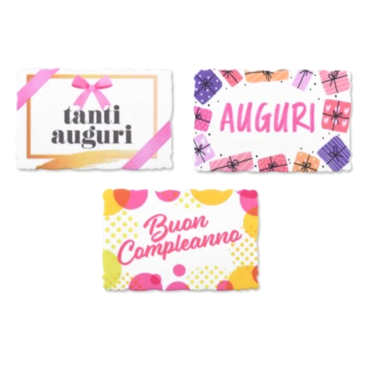 Targhetta auguri rosa in zucchero 3 modelli. Gluten free. 