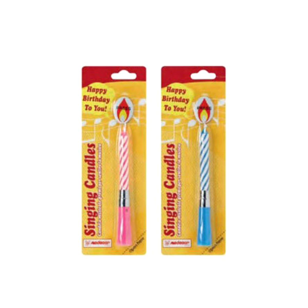 Candelina musicale assorita azzurra o rosa, premi e senti la musica "happy birthday to you". Altezza: 11 cm 