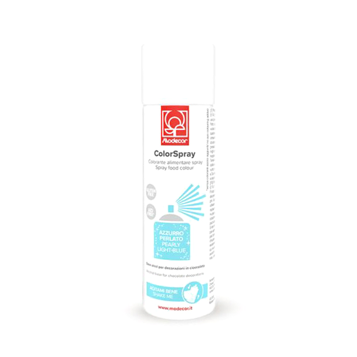 Colorante in spray azzurro perlato 250 ml. Non contiene biossido di titanio.Gluten free. 
