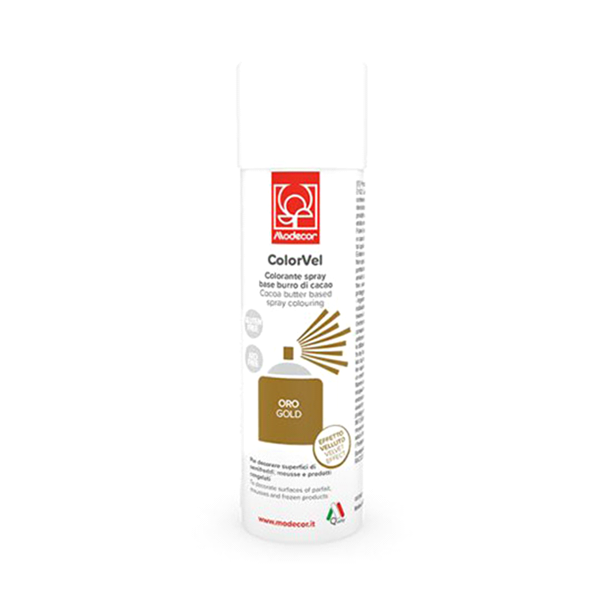 Colorante spray perlato vel oro da 250ml. Gluten free e non contiene coloranti azoteici aggiuntivi. 