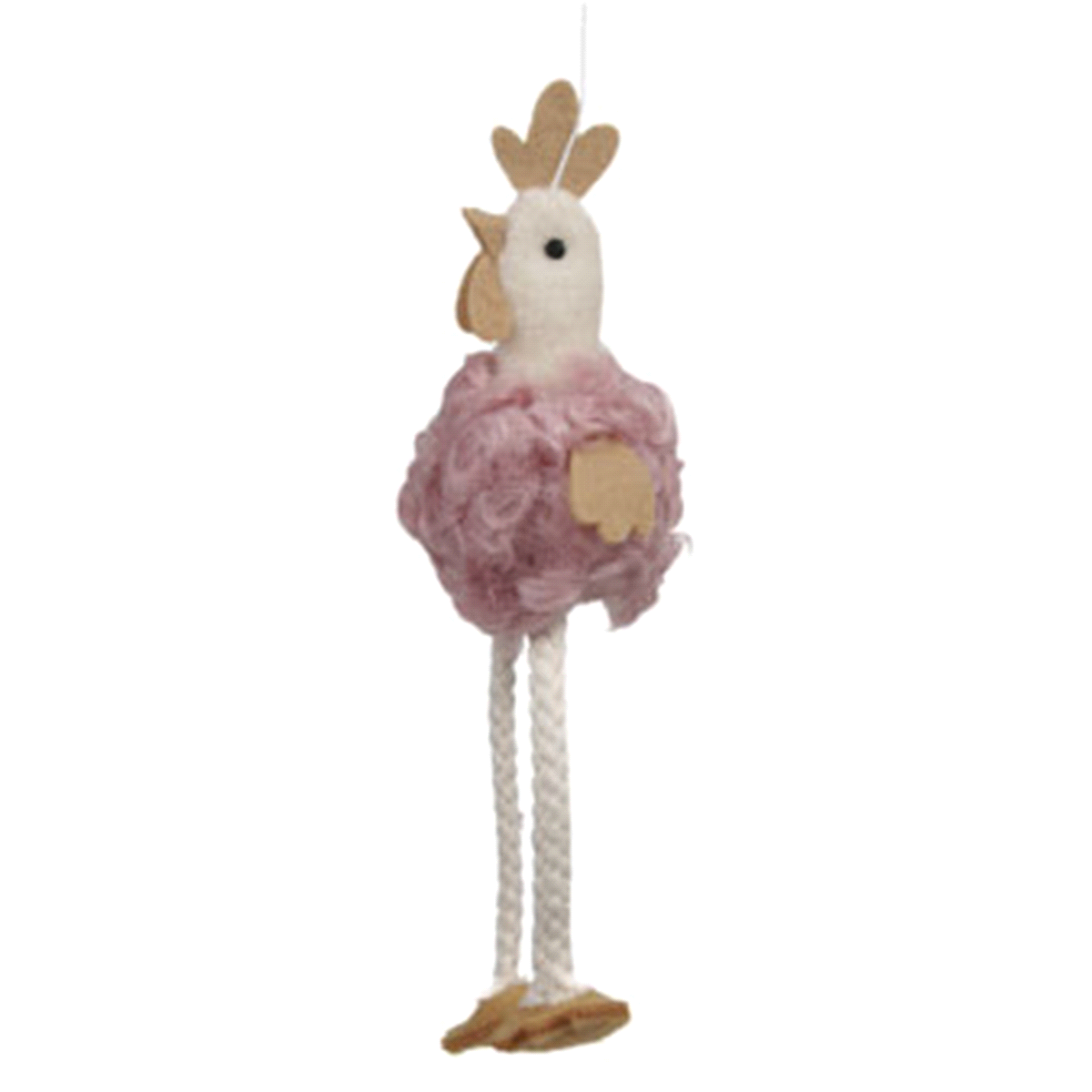 GALLO ROSA IN TESSUTO DA APPENDERE h.17cm x4pz 