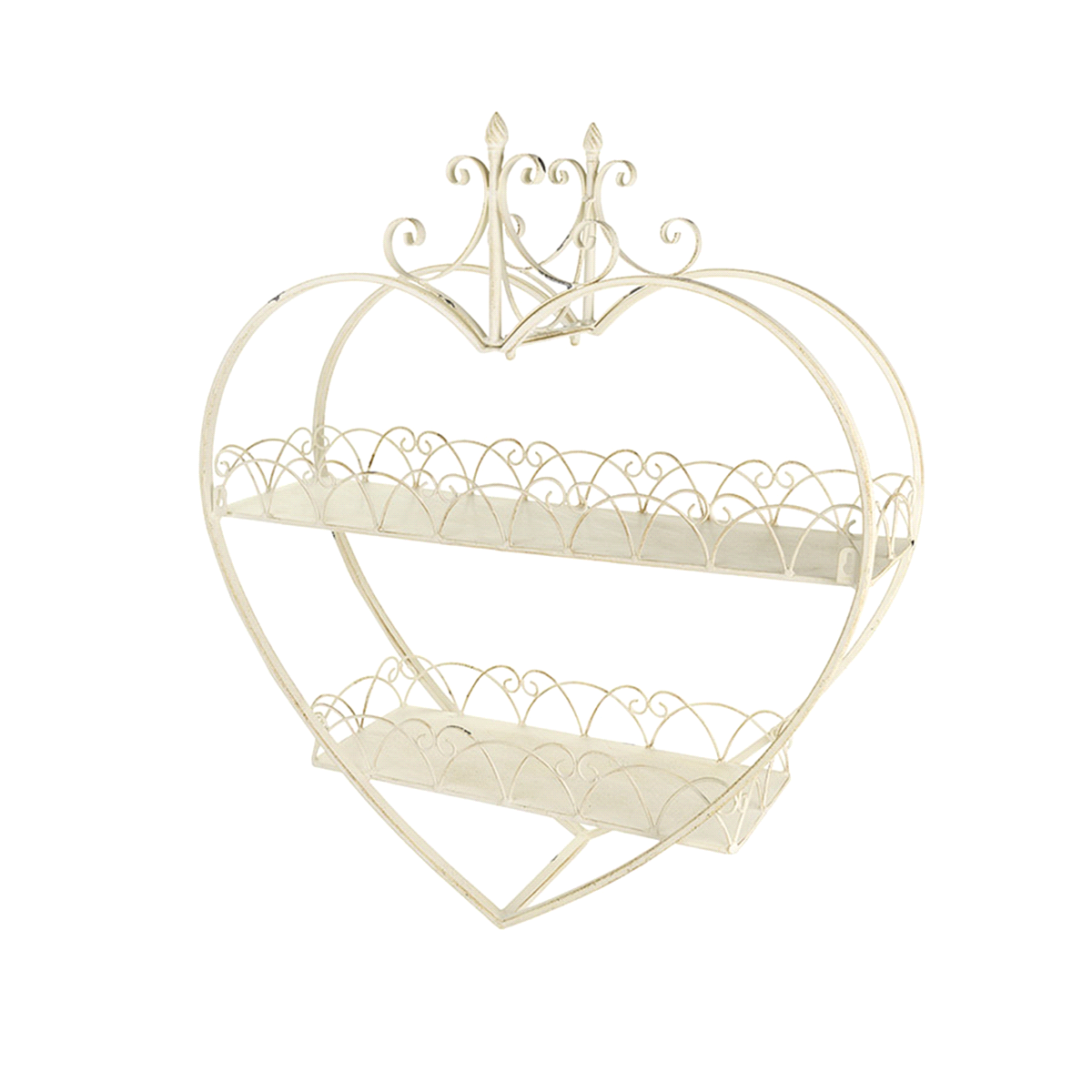 MENSOLA CUORE CREMA METALLO 61x19x68cm 