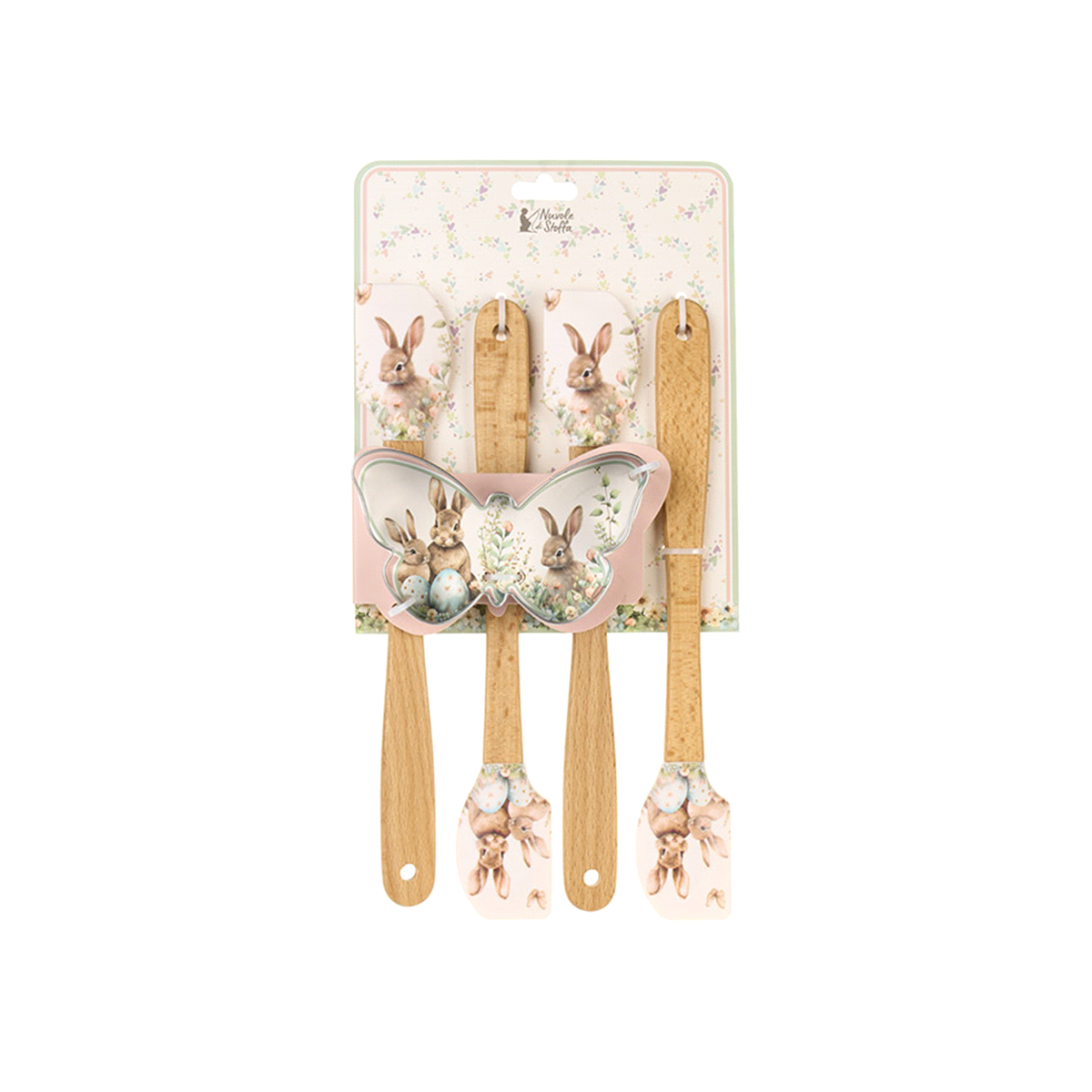 SET 5 SPATOLE SILICONE h.21 + STAMPINO ACCIAIO 