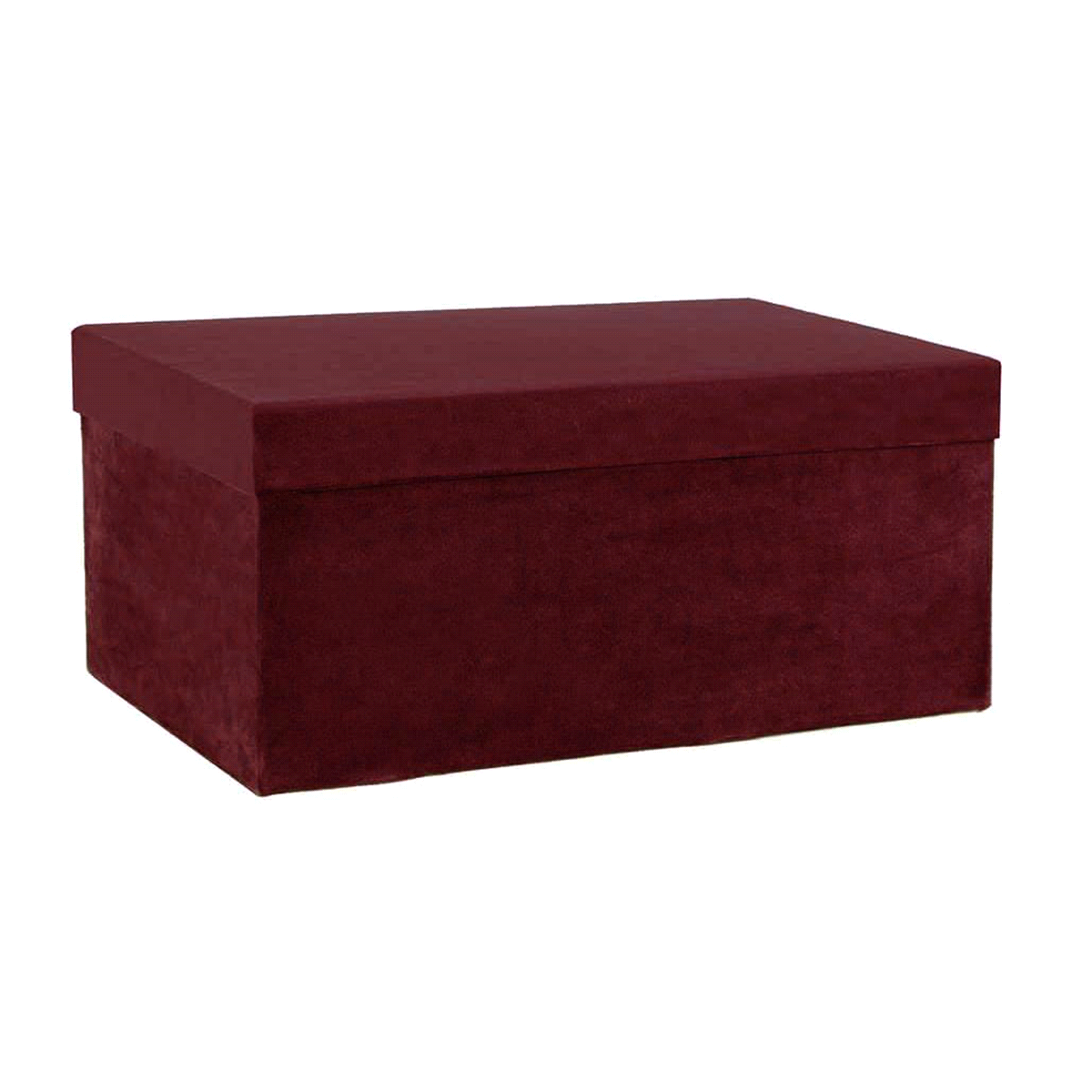 Set 3 scatole di colore bordeaux. DIMENSIONI: 47x33 h.23,5/ 43x31 h.22/40,5x28 h.20cm. 