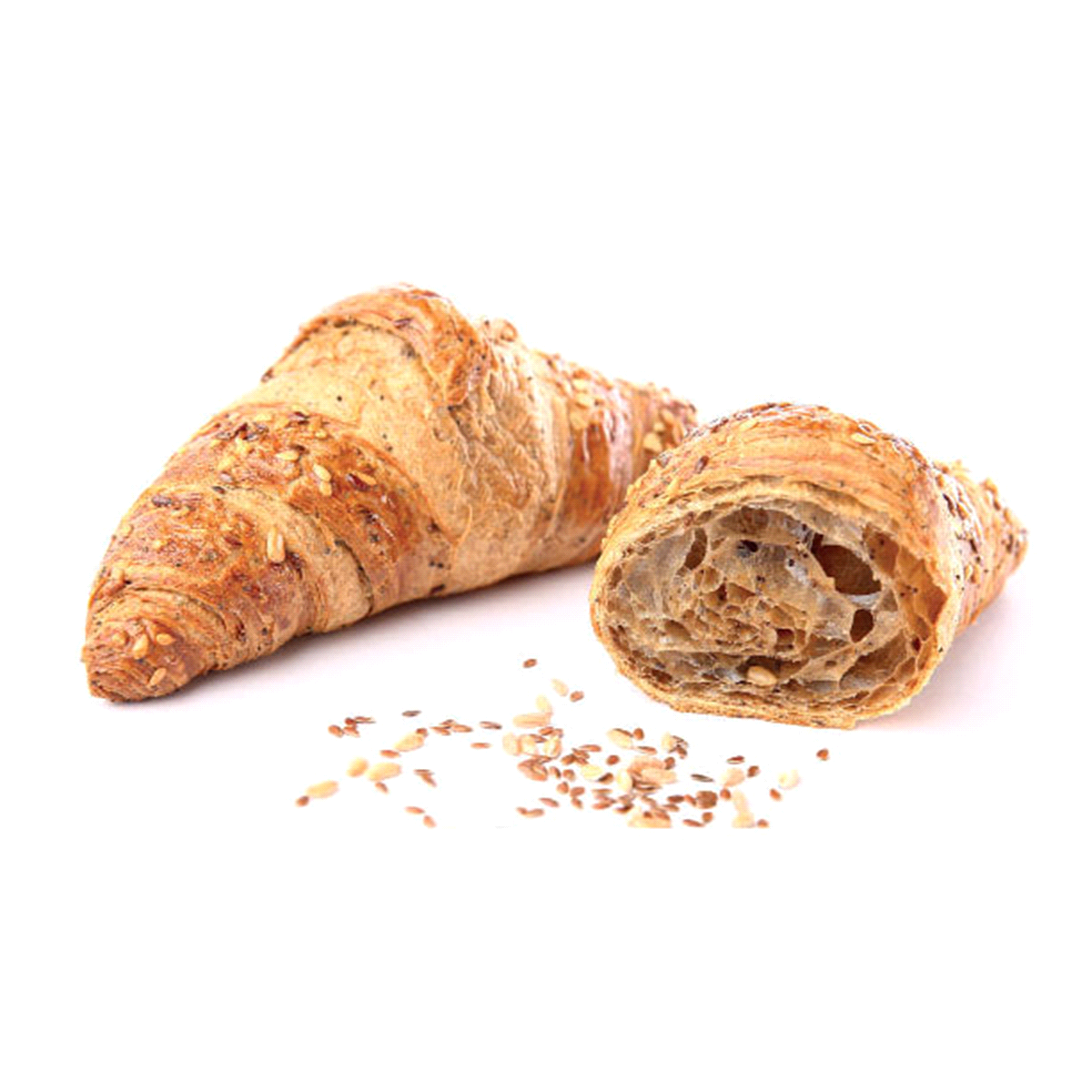 Croissant integrale con topping ai semi. 80 gr 