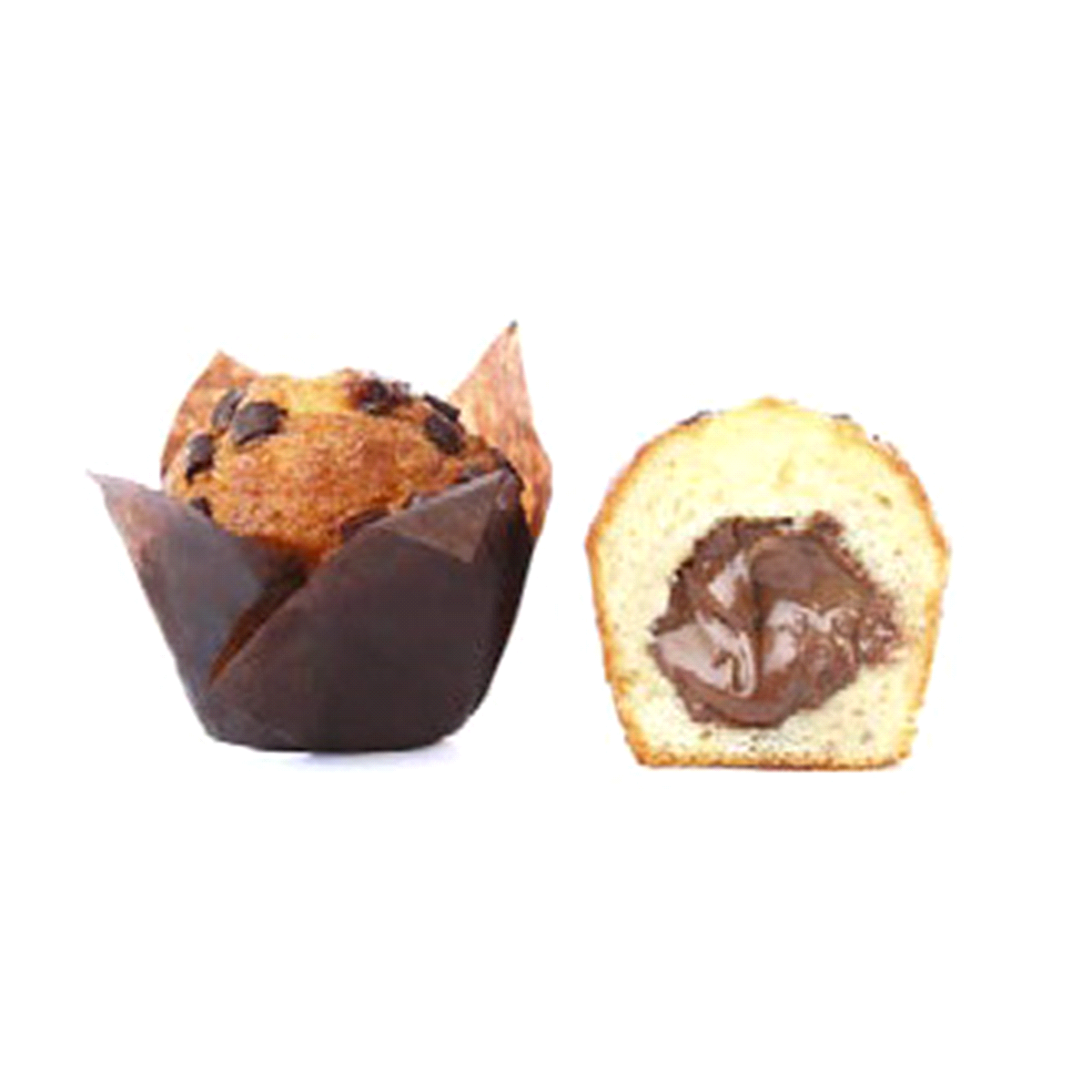 Muffin farcito cioccolato e cubetti di pera 