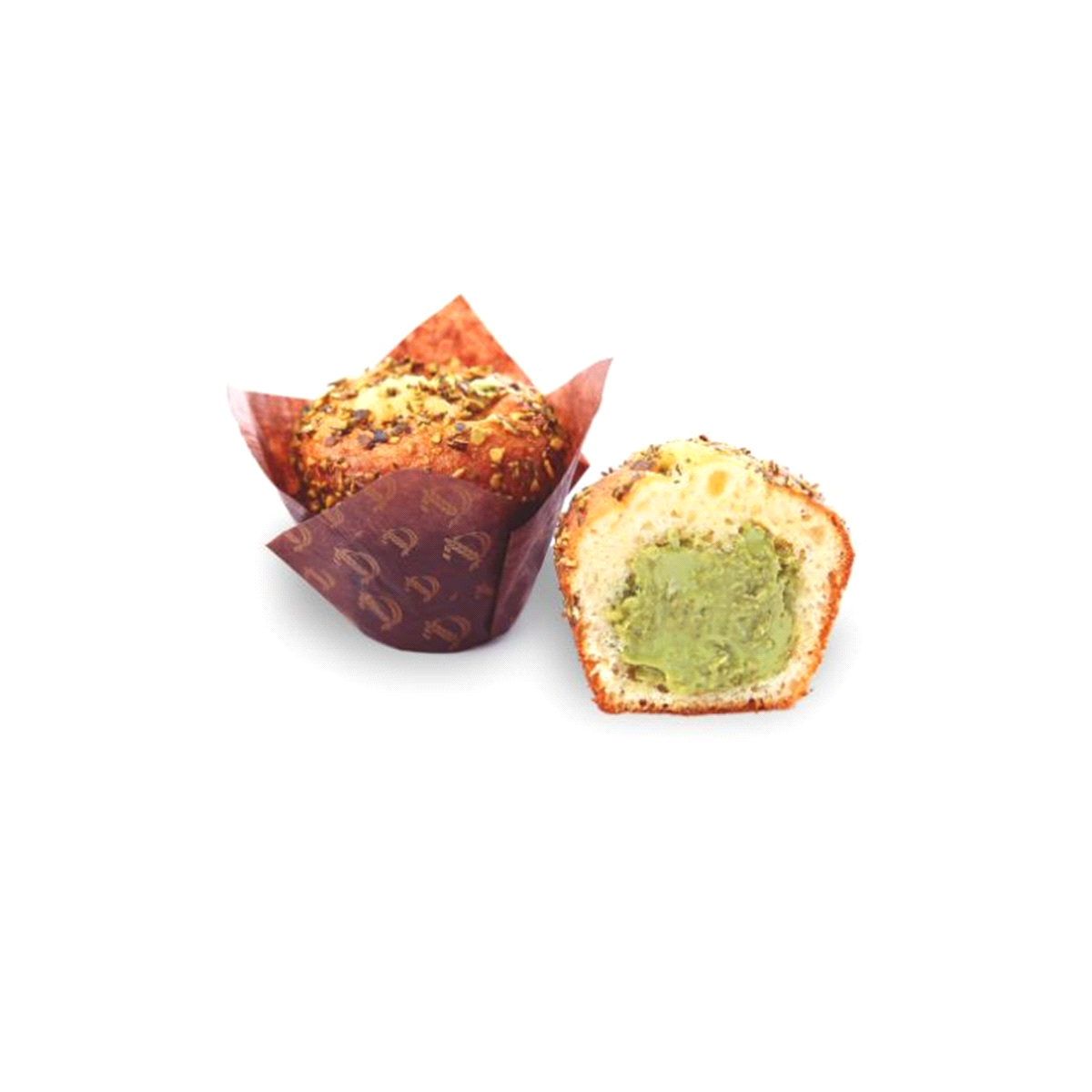 Sofficissimo muffin che racchiude 22% di farcitura al pistacchio. Il tutto guarnito da croccanti semi di zucca caramellati. Un