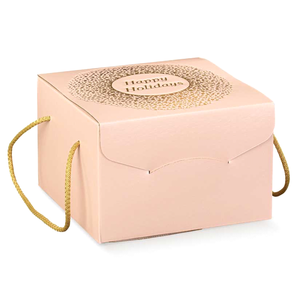Scatola in cartone accoppiato per confezionare prodotti enogastronomici vari. Viene fornita con 2 cordini in cotone di 65cm., dotati di capocorda, per un inserimento automatico nei 4 fori predisposti nella scatola.
 