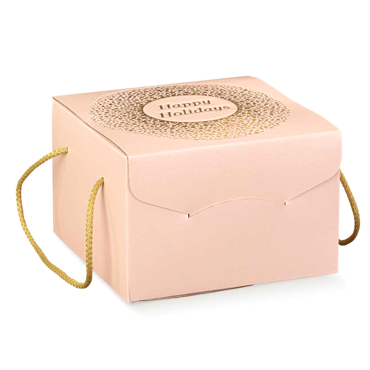 Scatola in cartone accoppiato per confezionare prodotti enogastronomici vari.Viene fornita con 2 cordini in cotone di 65cm. dotati di capocorda, per un inserimento automatico.
 