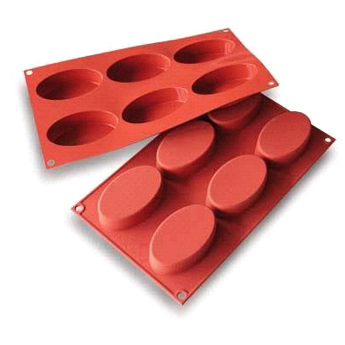 Stampo dimensioni: 88mm x 53mm x h24mm - Cavity: 6 / Vol. Cavity: 85ml. Utilizzabile in forno / microonde - Utilizzabile in congelatore / abbattitore - Lavabili in lavastoviglie 