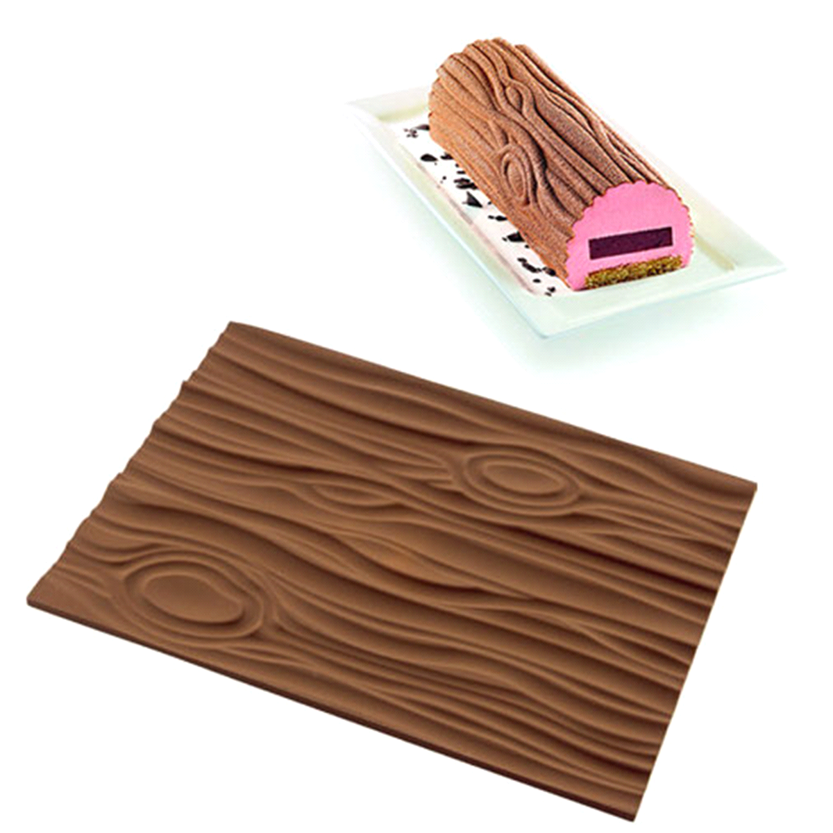  Per i vostri dolci delle feste, grazie al tappetino MAGIC WOOD MAT e con un semplice gesto realizzerete un trama legno davvero realistica ed armoniosa.Dimensioni: 250 x 185 h 6 mm 
