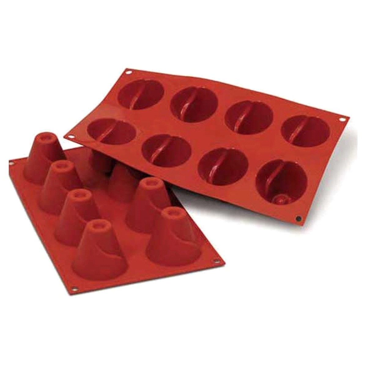 Stampo dimensioni: Ø58mm x h52 mm - Cavity: 8 / Vol. Cavity: 72ml. Utilizzabile in forno / microonde - Utilizzabile in congelatore / abbattitore - Lavabili in lavastoviglie 