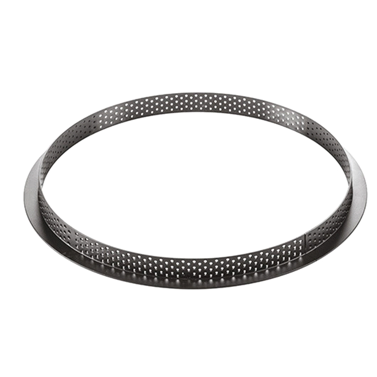 Composto da due elementi: un anello da 250 mm di diametro in materiale termoplastico composito indeformabile adatto all’uso in forno per la realizzazione della base e uno stampo in silicone da 200 mm di diametro per realizzare una mousse o un cremoso da adagiare sopra alla pasta frolla. 