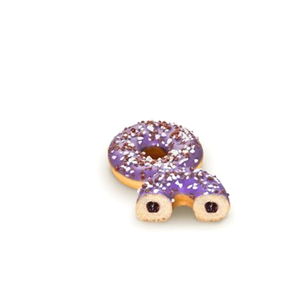 Nuovo donut farcito allo smoothie al mirtillo, per veri amanti della frutta. Ricoperto con glassa al mirtillo, pezzetti di meringa e granella di mirtillo in superficie, questo donut ti darà un