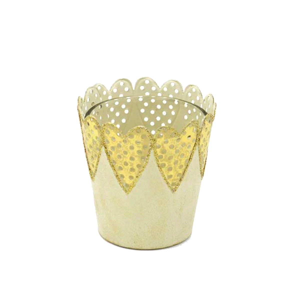 VASO METALLO C/CUORI ORO GLITTER@5h9 