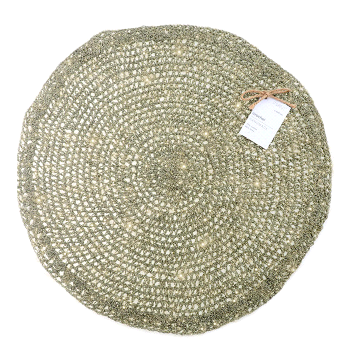 Tovaglietta deco crochel verde oliva diametro 40cm. 