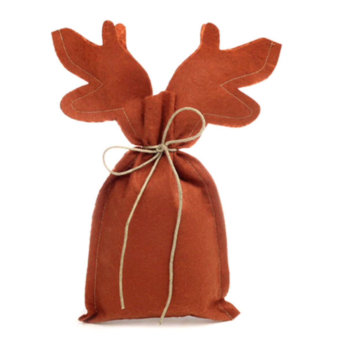 Sacchetto renna in tessuto rame. Misure: 28x21,5cm. 