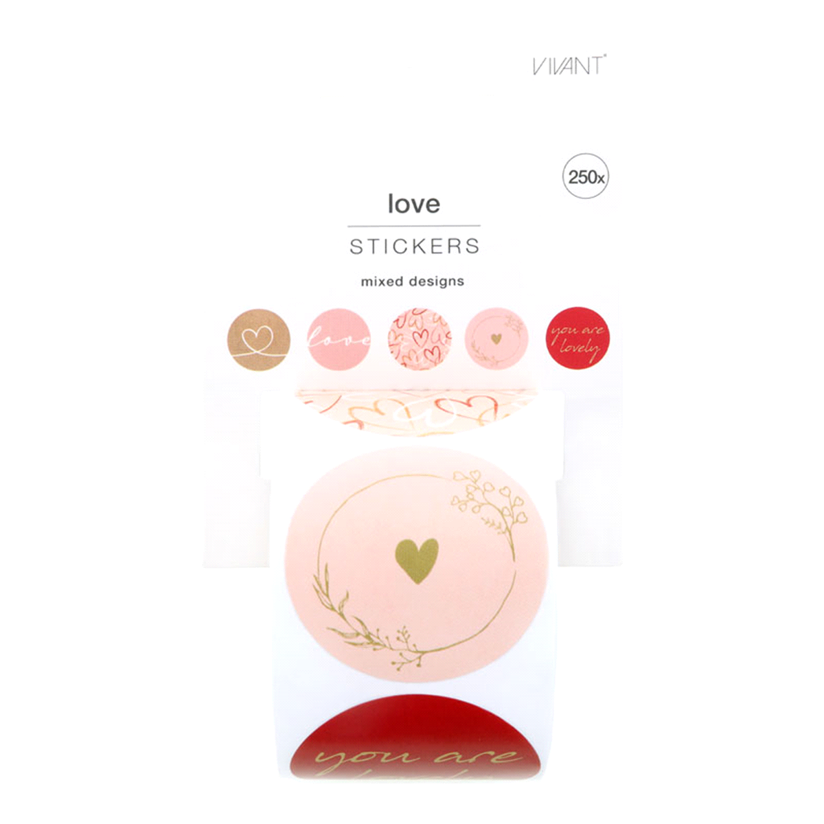 Etichette love rotolo, design assortiti @40mm x 250pz. 