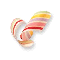 Decorazione in cioccolato bianco a forma di farandola con motivi a righe. DIMENSIONE DECORO lunghezza: 40 mm. 